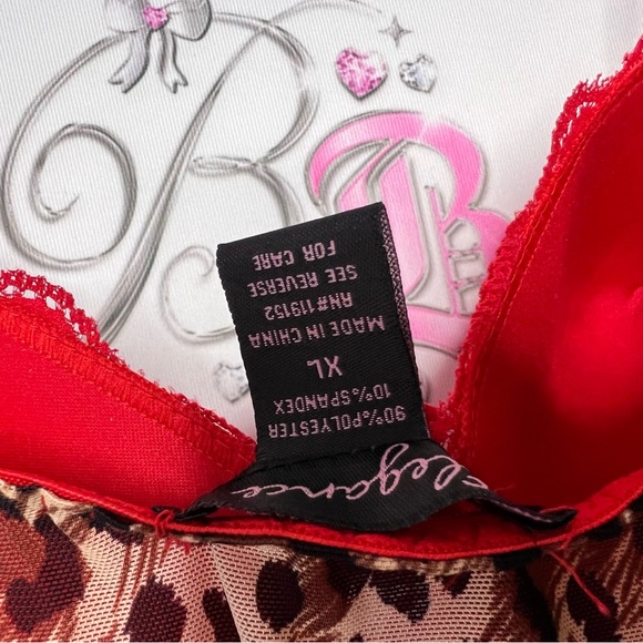 Elegance babydoll cheetah print animal print red lace sexy bustier dress y2k - Picture 4 of 8